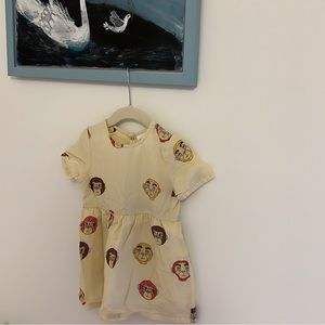 Mini Rodini ivory monkey dress size 80/86, $12. Super condition!